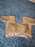 short sleeve gold colour embroidered saree blouse