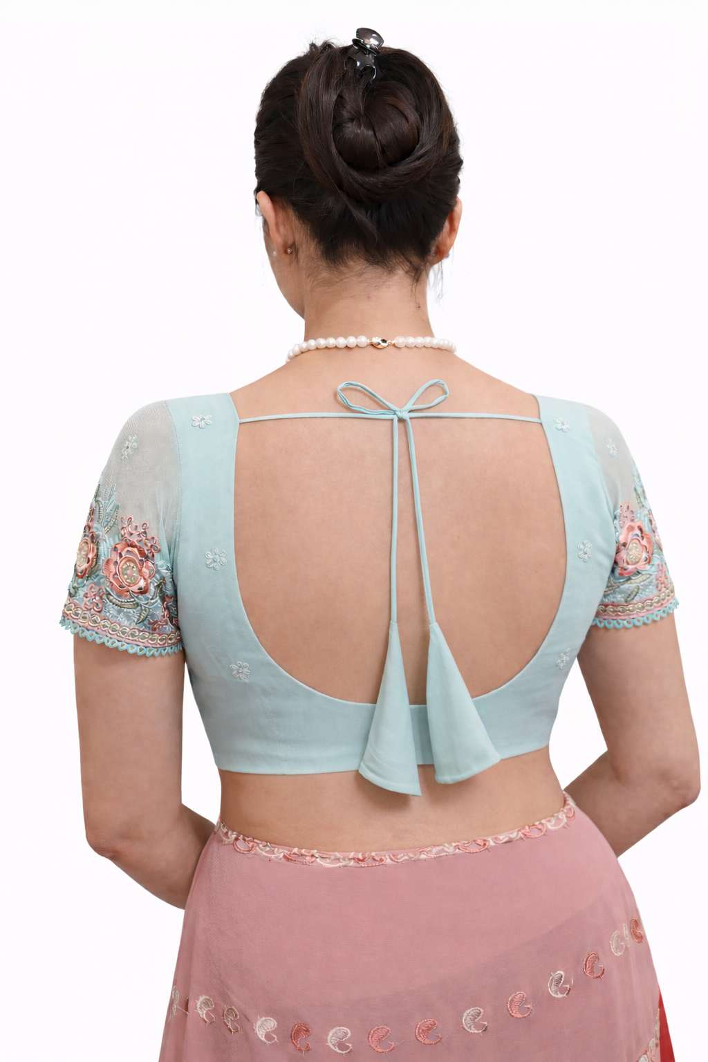 short sleeve georgette saree blouse