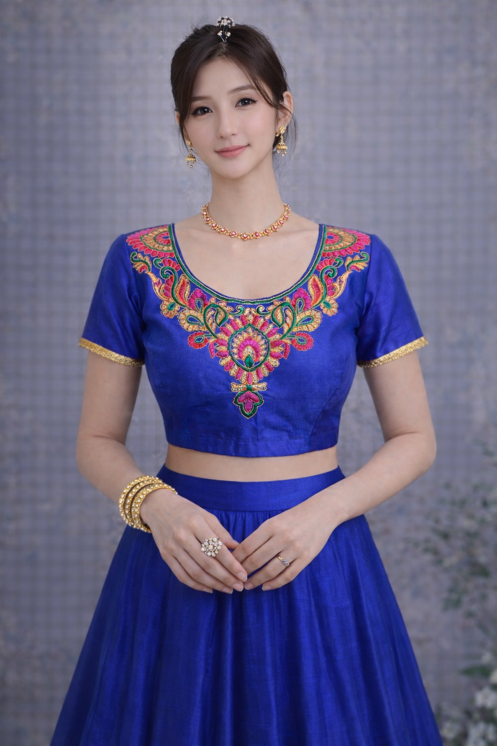 Royal blue saree blouse