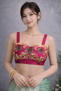 Sleeveless embroidered saree blouse