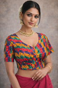 short sleeve multi colour saree blouse