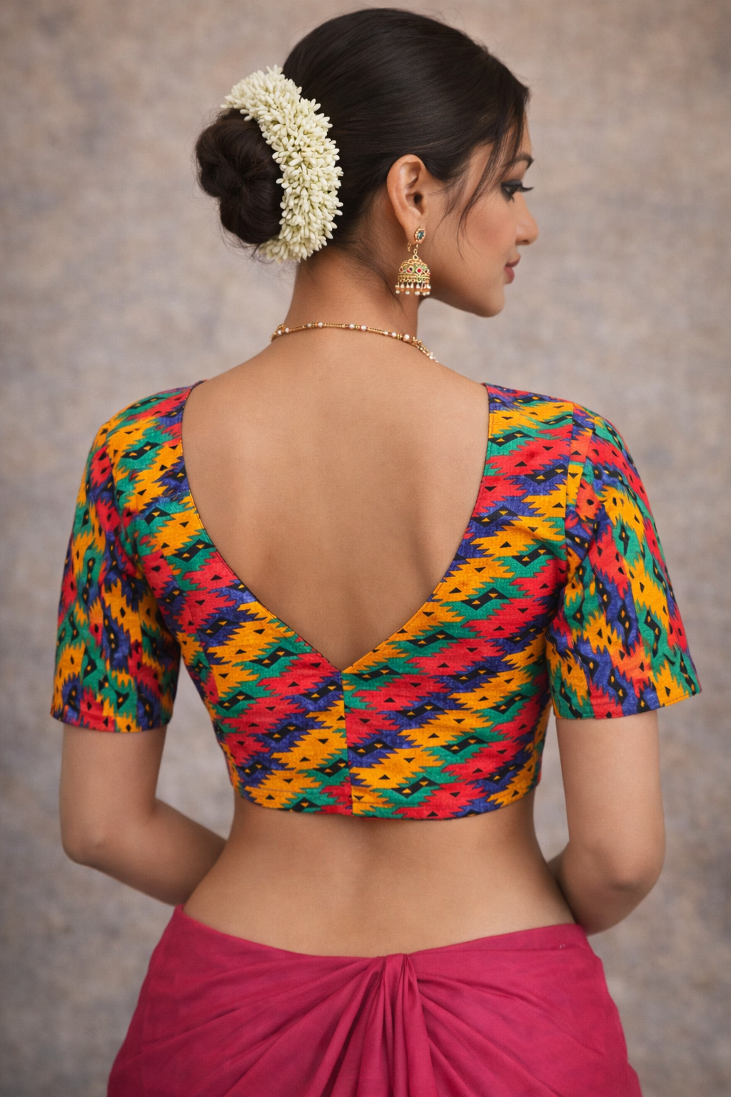short sleeve multi colour saree blouse
