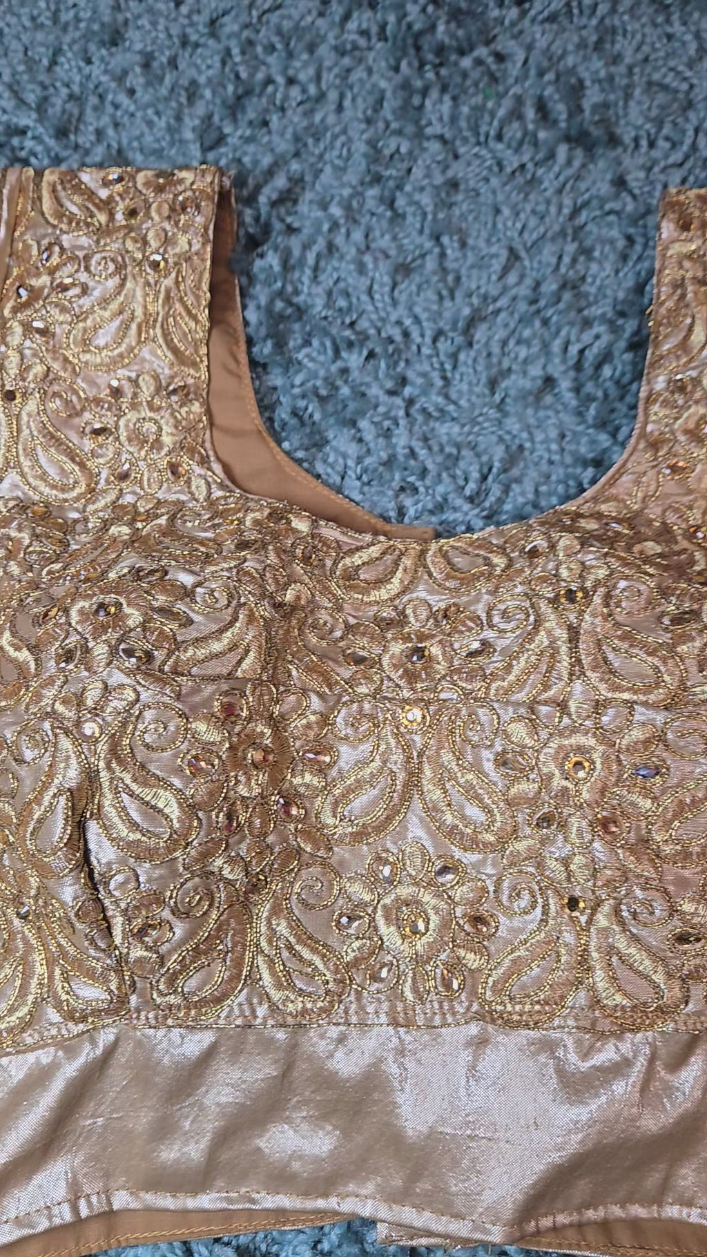 short sleeve gold colour embroidered saree blouse